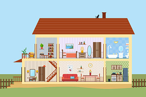 Vector isometric rooms | Pre-Designed Illustrator Graphics ~ Creative