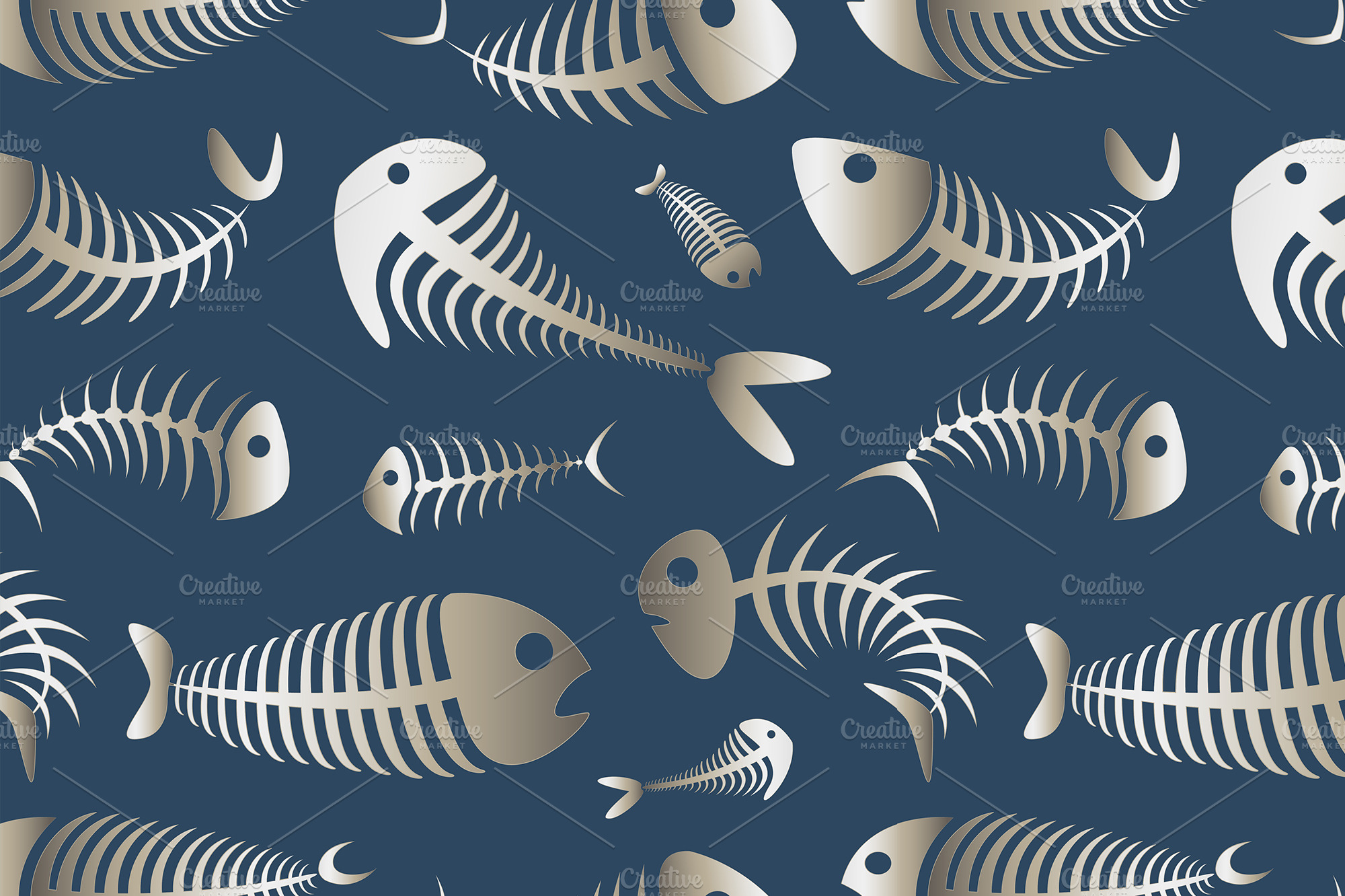 Fishbone set pattern Illustrator Graphics Creative Market