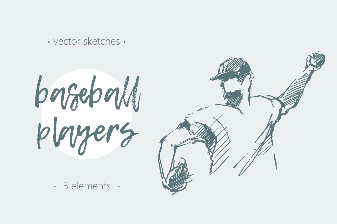 Sketches of baseball players | Pre-Designed Illustrator Graphics