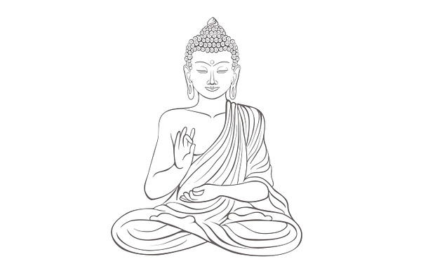 Gautama Buddha With Raised Right Hand On Vector Illustration Pre Designed Illustrator Graphics Creative Market