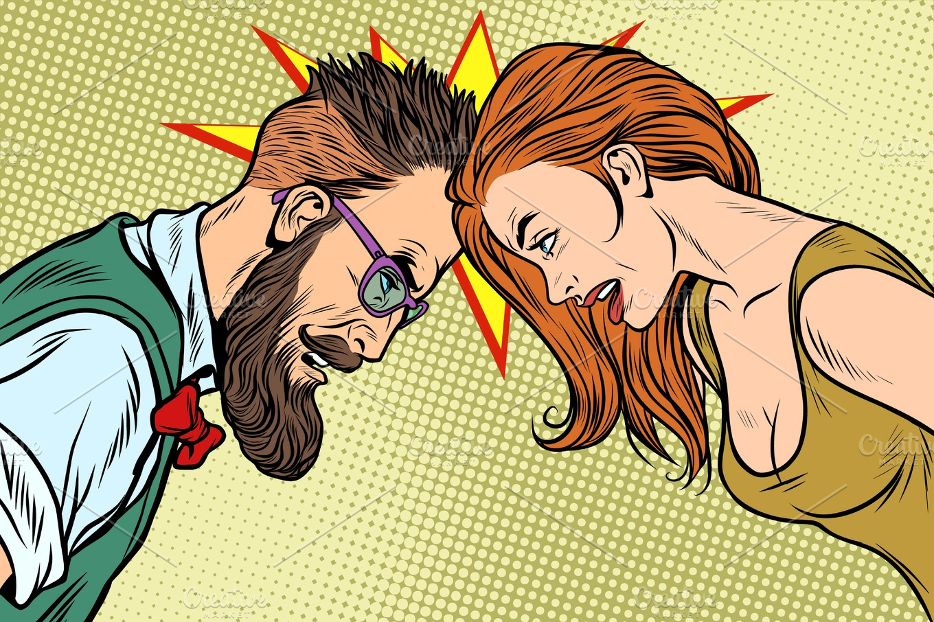 man vs woman, confrontation and competition | People Illustrations ...