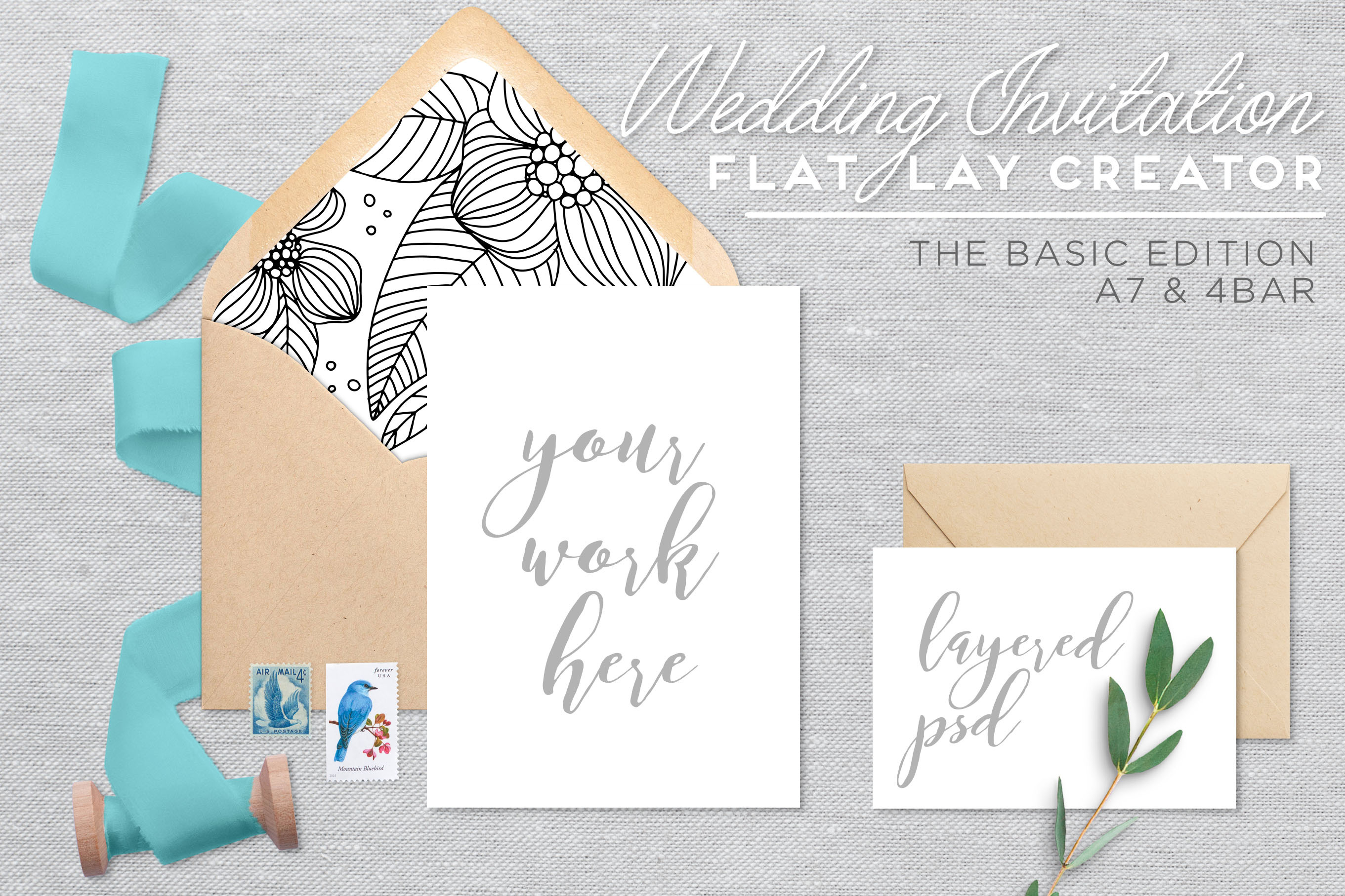 Download Wedding Invitation Mockup Flat Lay Creative Photoshop Templates Creative Market PSD Mockup Templates