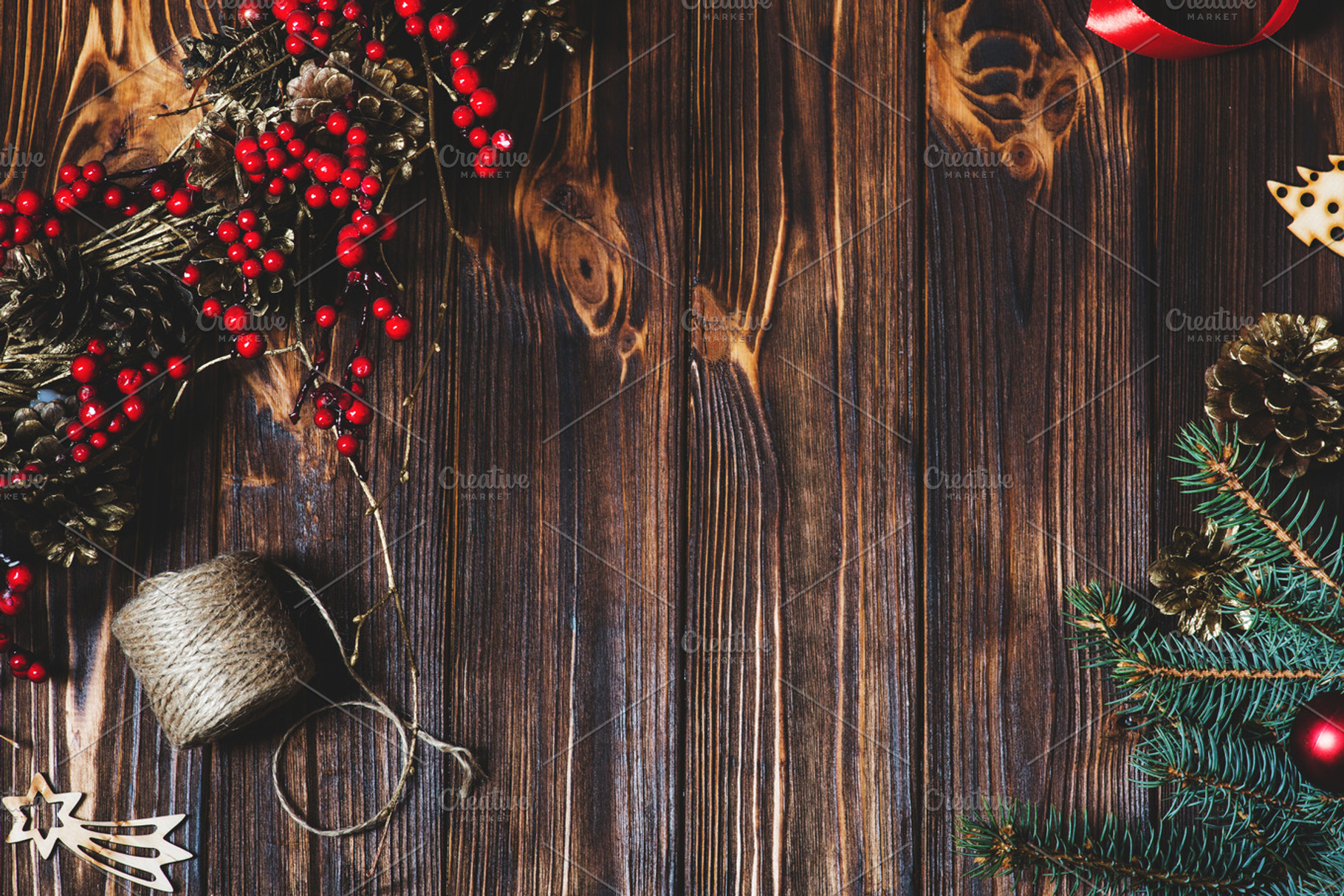 Christmas background on wooden desk featuring christmas, decoration ...