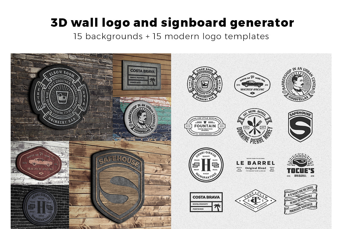 Download 3d Signboard Logo Mock Templates Creative Photoshop Templates Creative Market