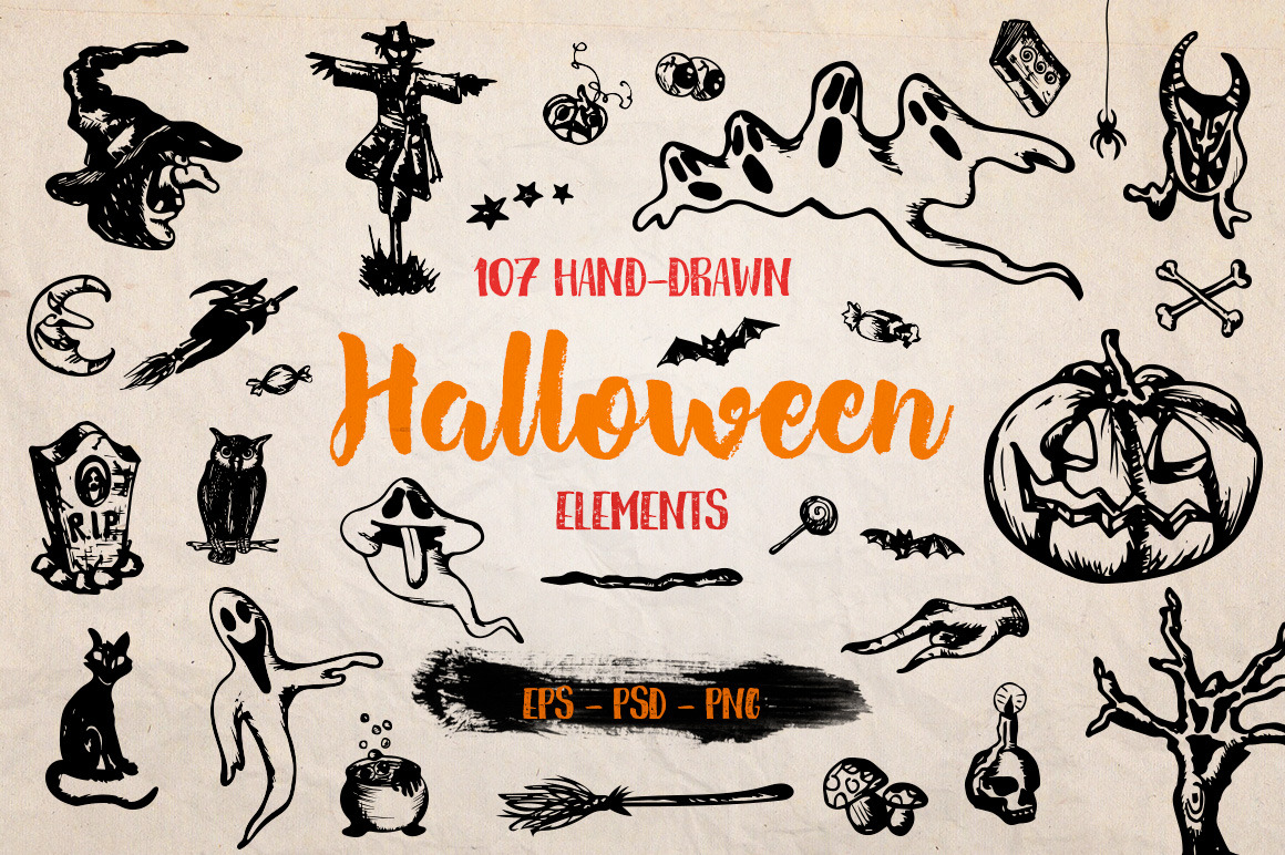 Halloween Vector Illustrations Set | Pre-Designed Photoshop Graphics