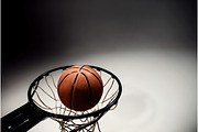 Basketball board and ball on gray background | Sports & Recreation