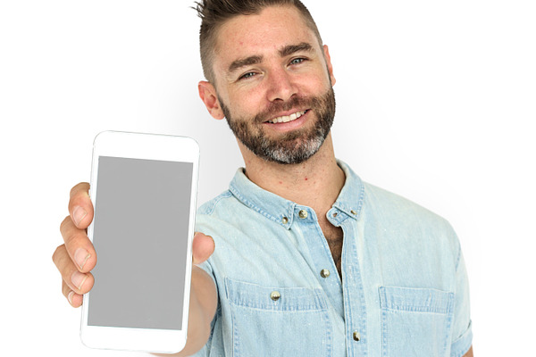 caucasian man holding phone png high quality people images creative market caucasian man holding phone png