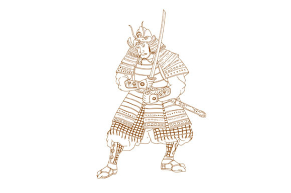 Bushi Samurai Warrior Drawing | Pre-Designed Illustrator Graphics