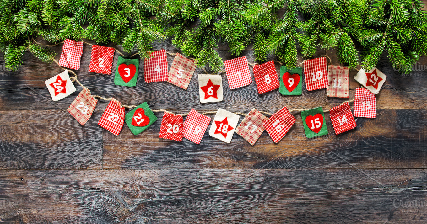 Advent calendar Christmas decoration | Background Stock Photos