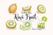 Kiwi Fruit Watercolor set | Food Illustrations ~ Creative Market