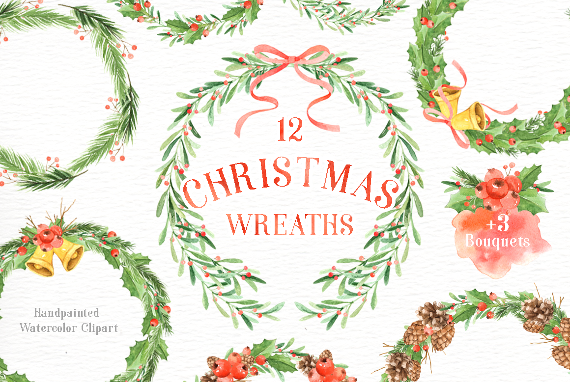 Christmas Wreaths Watercolor Set | Animal Illustrations ~ Creative Market