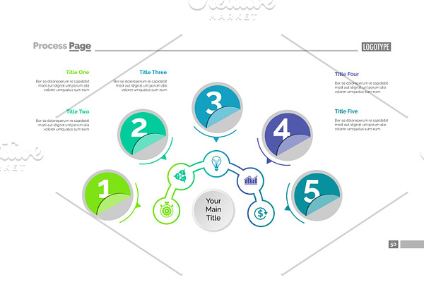 Five Circles Plan Slide Template | Pre-Designed Illustrator Graphics ...