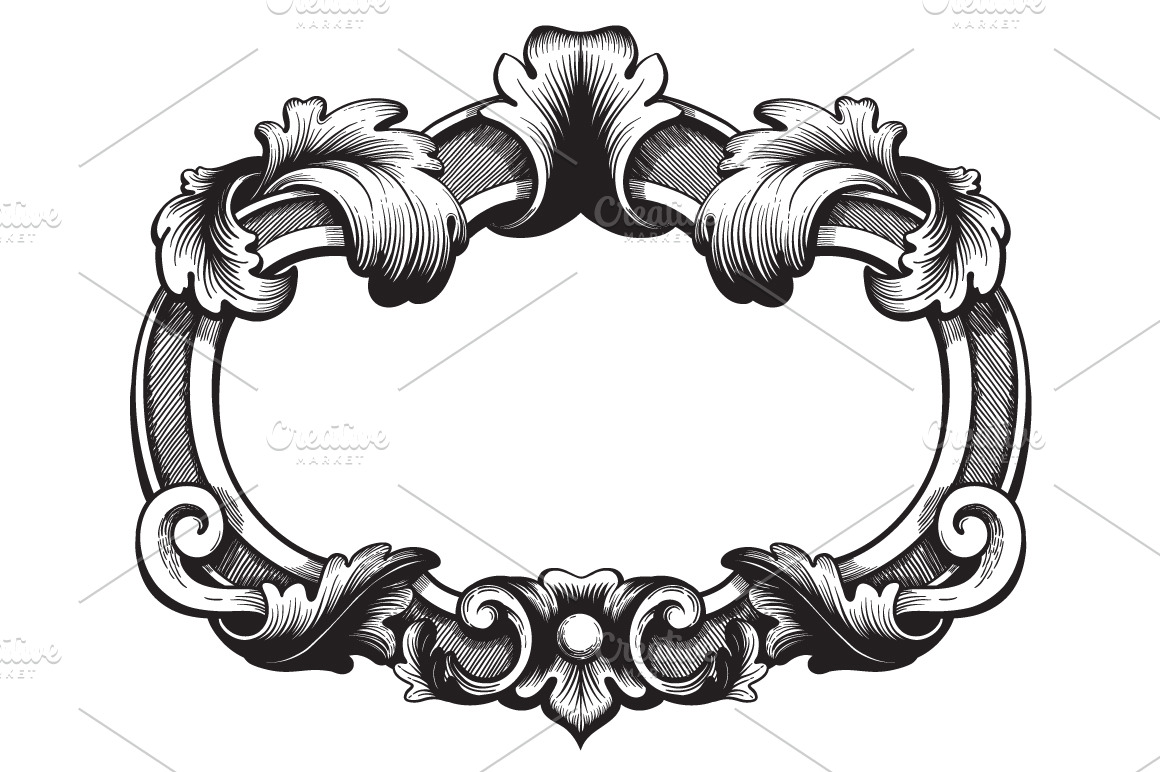 Ornate Vintage Frame Vector Pre Designed Illustrator Graphics Creative Market