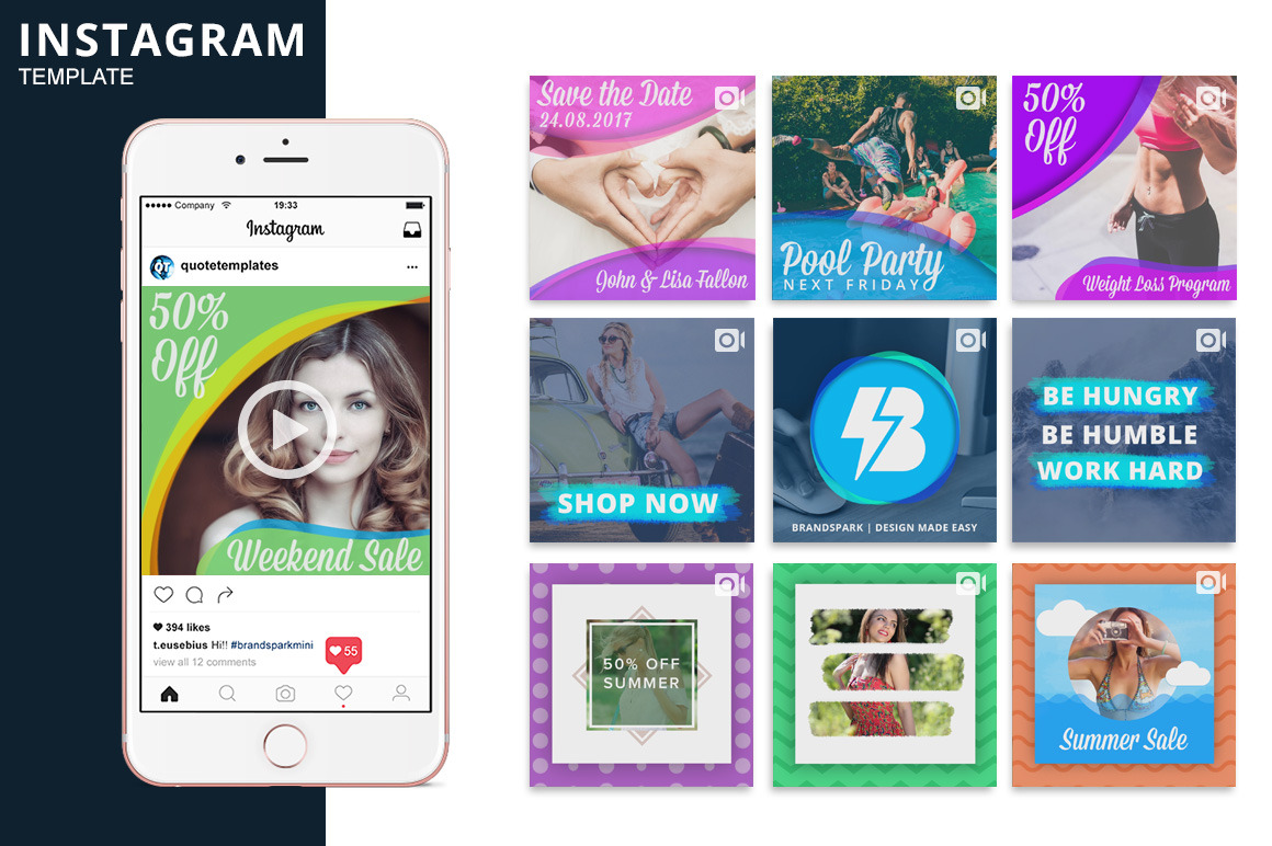 Instagram Video Photoshop Template | Social Media Templates ~ Creative ...