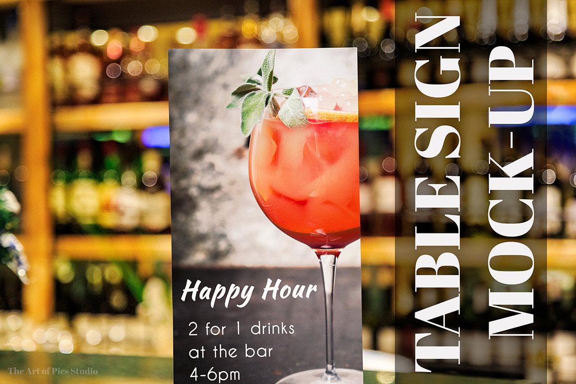 Download Happy Hour Table Sign Mockups Creative Photoshop Templates Creative Market