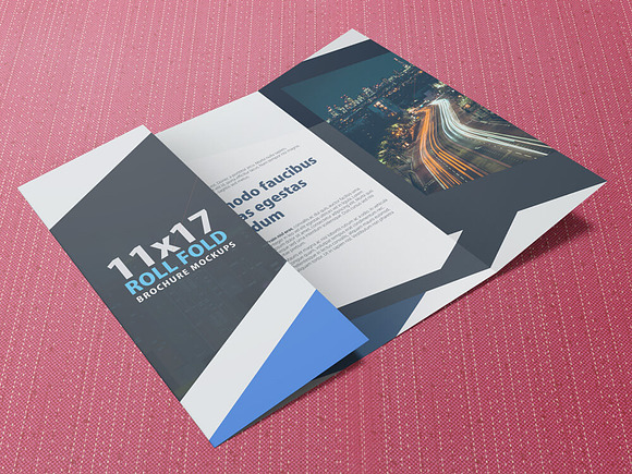 Download 11x17 Roll Fold Brochure Mockup Creative Photoshop Templates Creative Market