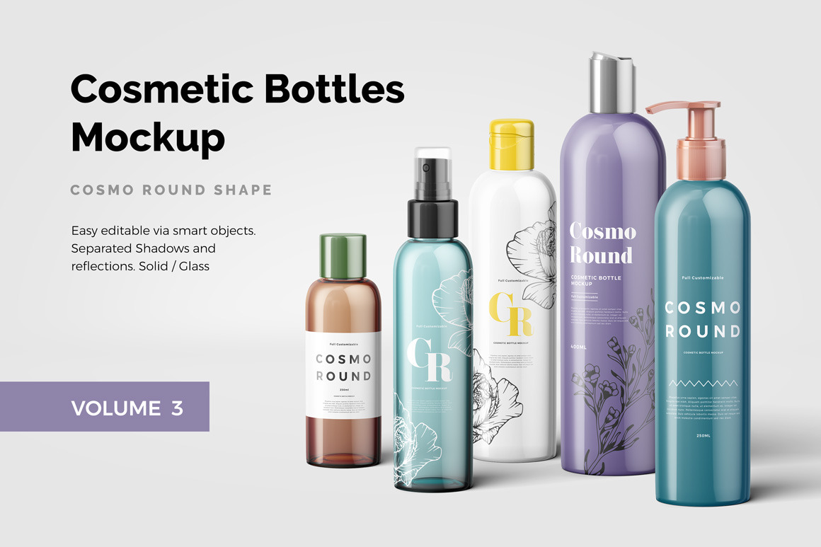 Download Cosmetic Bottles Mockup Vol 3 Creative Photoshop Templates Creative Market