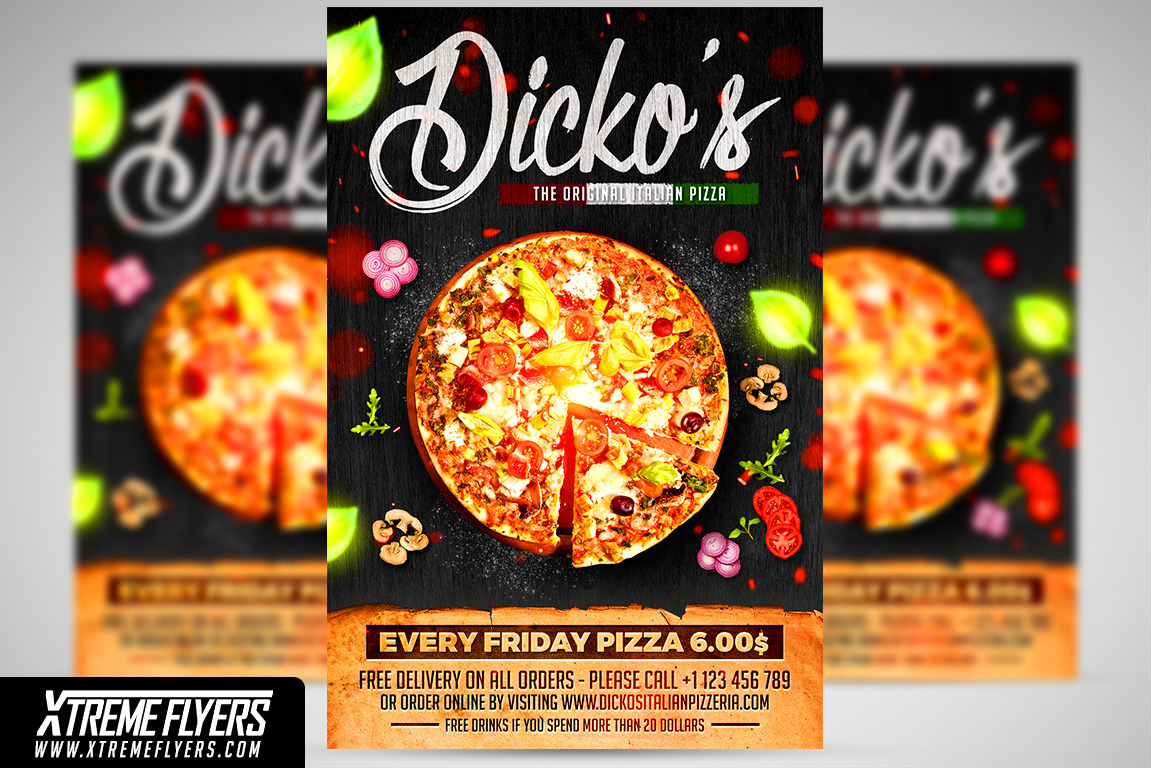 Pizza Flyer Template Creative Photoshop Templates Creative Market