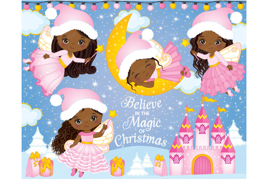 Download Vector Cute Christmas Fairies | Pre-Designed Illustrator ...