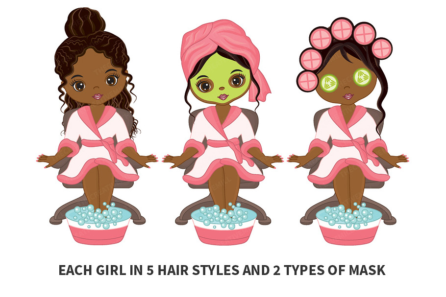 Vector African American Spa Girls | Pre-Designed Photoshop Graphics ...