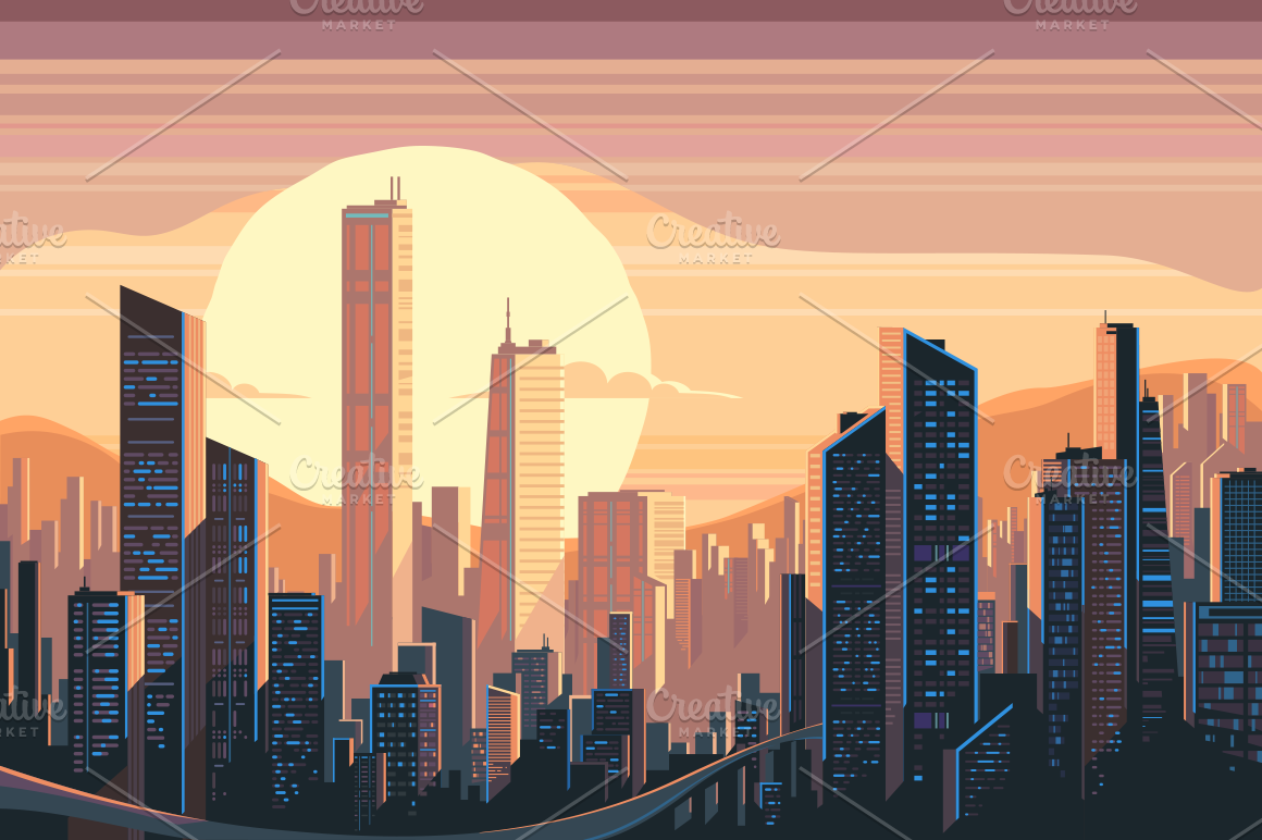 Sunrise Landscape In City 