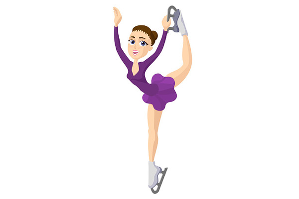 figure skating girl, cartoon skate female, girl in Ice skates | Pre