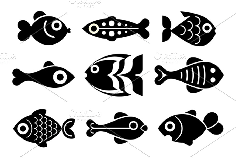 Fish vector icon set | Pre-Designed Photoshop Graphics ~ Creative Market