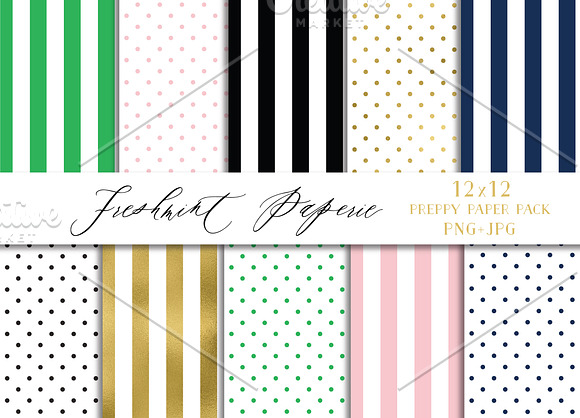 Preppy Digital Paper Pack  Graphic Patterns ~ Creative Market