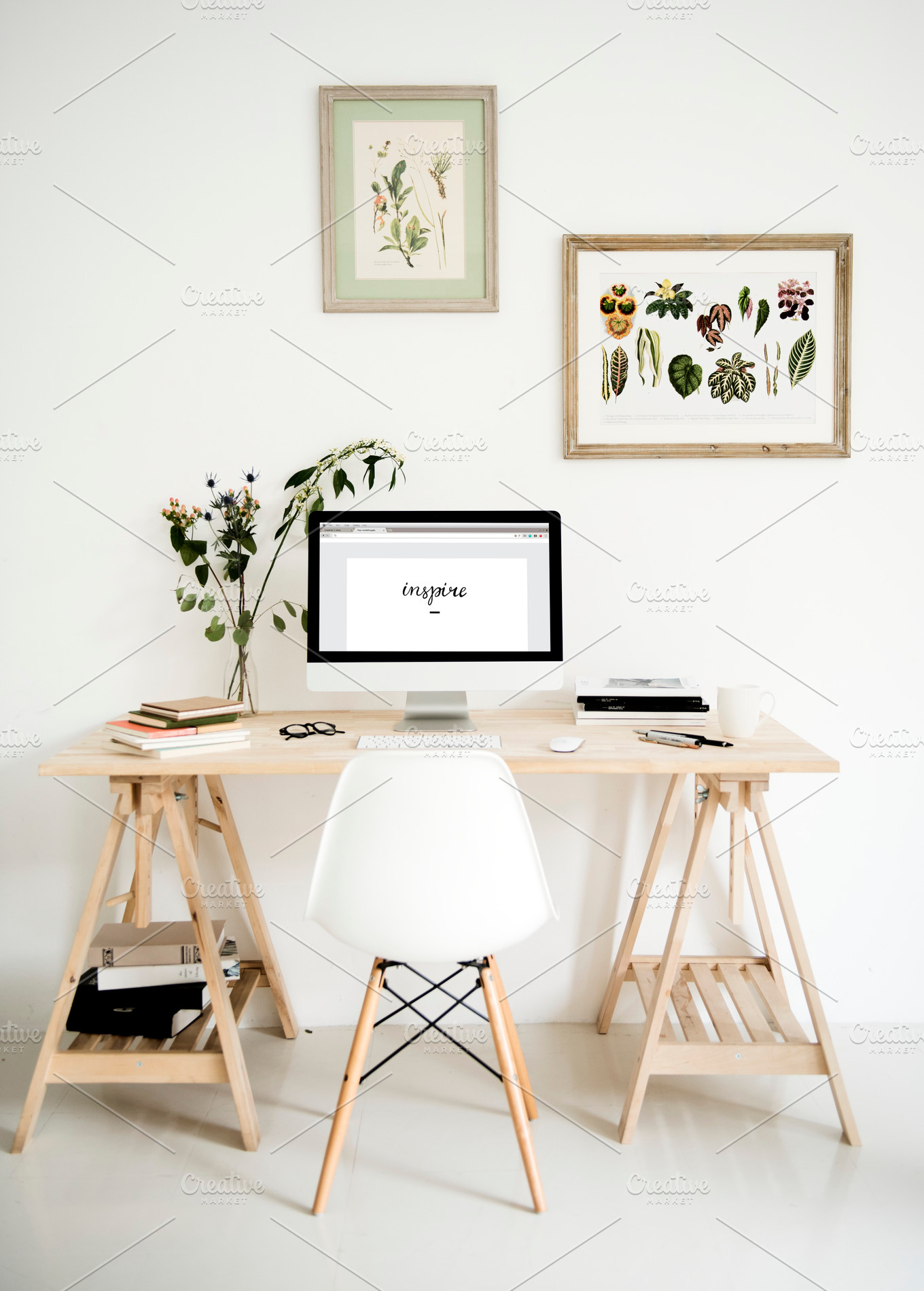  Workspace  containing white  background isolated and 