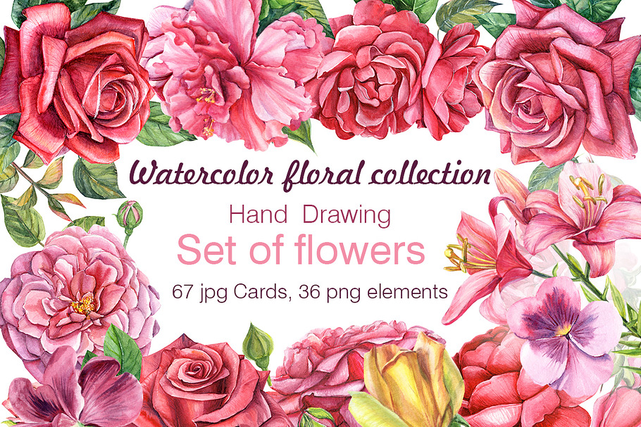 Download Flower And Bird Clipart Watercolor Custom Designed Illustrations Creative Market