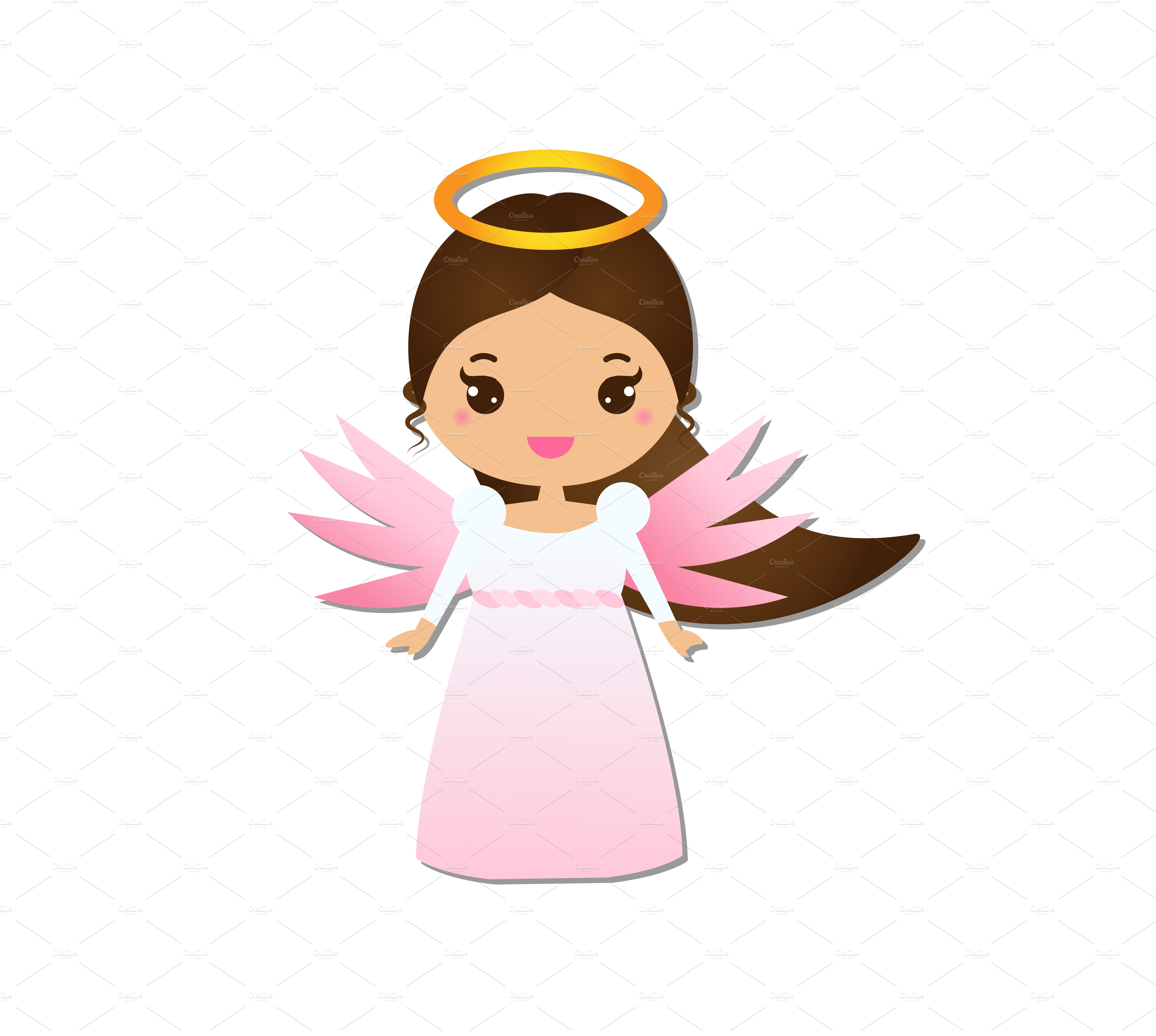 cute-christmas-angel-icon-sticker-decorative-illustrations