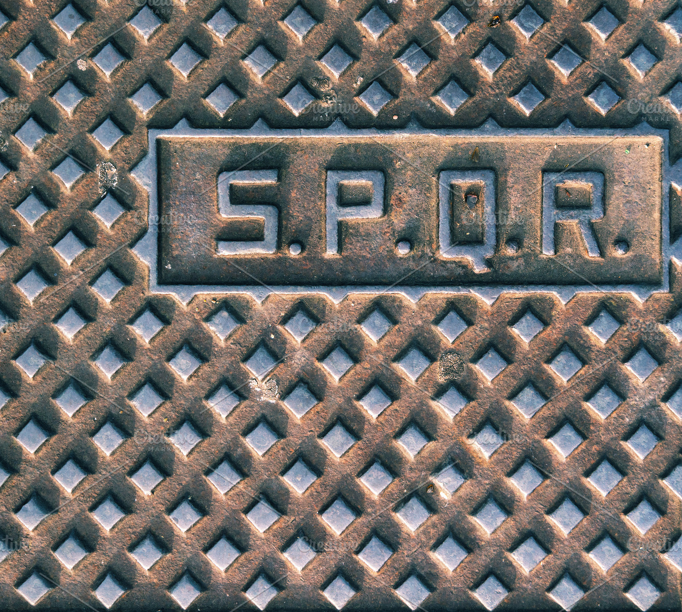 Manhole cover in Rome | Industrial Stock Photos ~ Creative Market