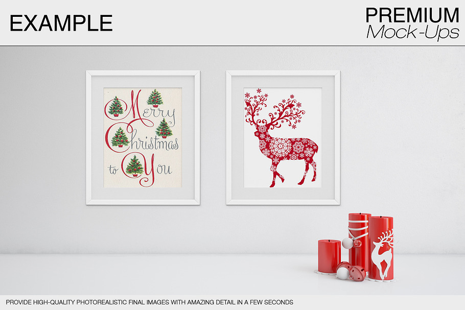 Christmas Wall and Frames Mockup Set | Creative Photoshop Templates ...