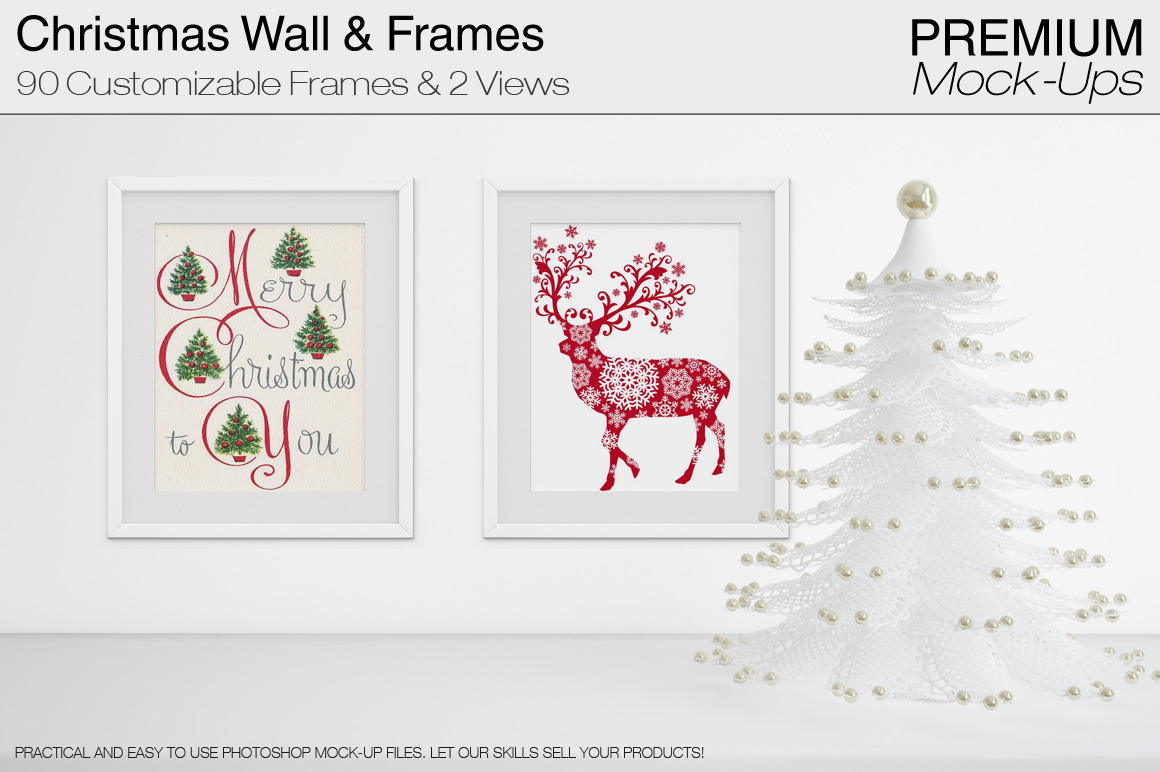 Christmas Wall and Frames Mockup Set | Print Templates ~ Creative Market