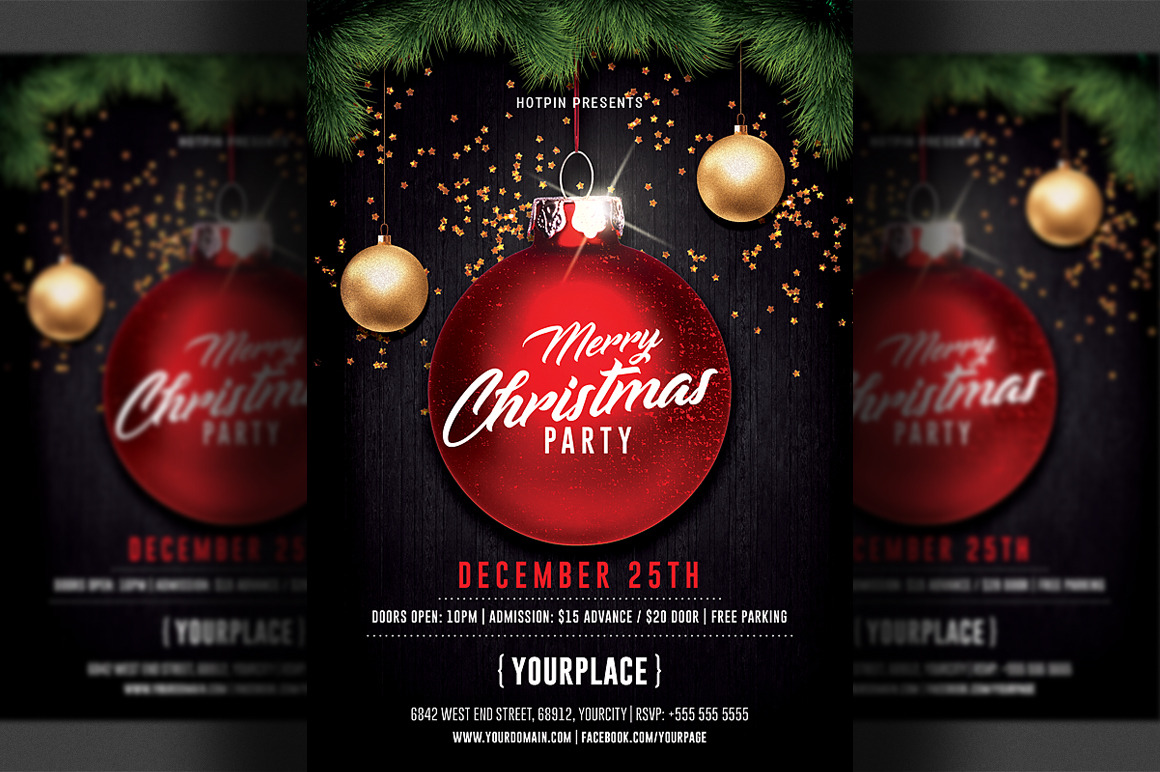 Merry Christmas Party Flyer Template | Photoshop Templates ~ Creative Market