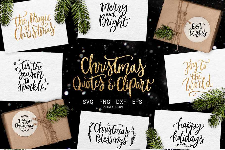 Merry Christmas Quotes Clipart Svg Pre Designed Photoshop Graphics Creative Market