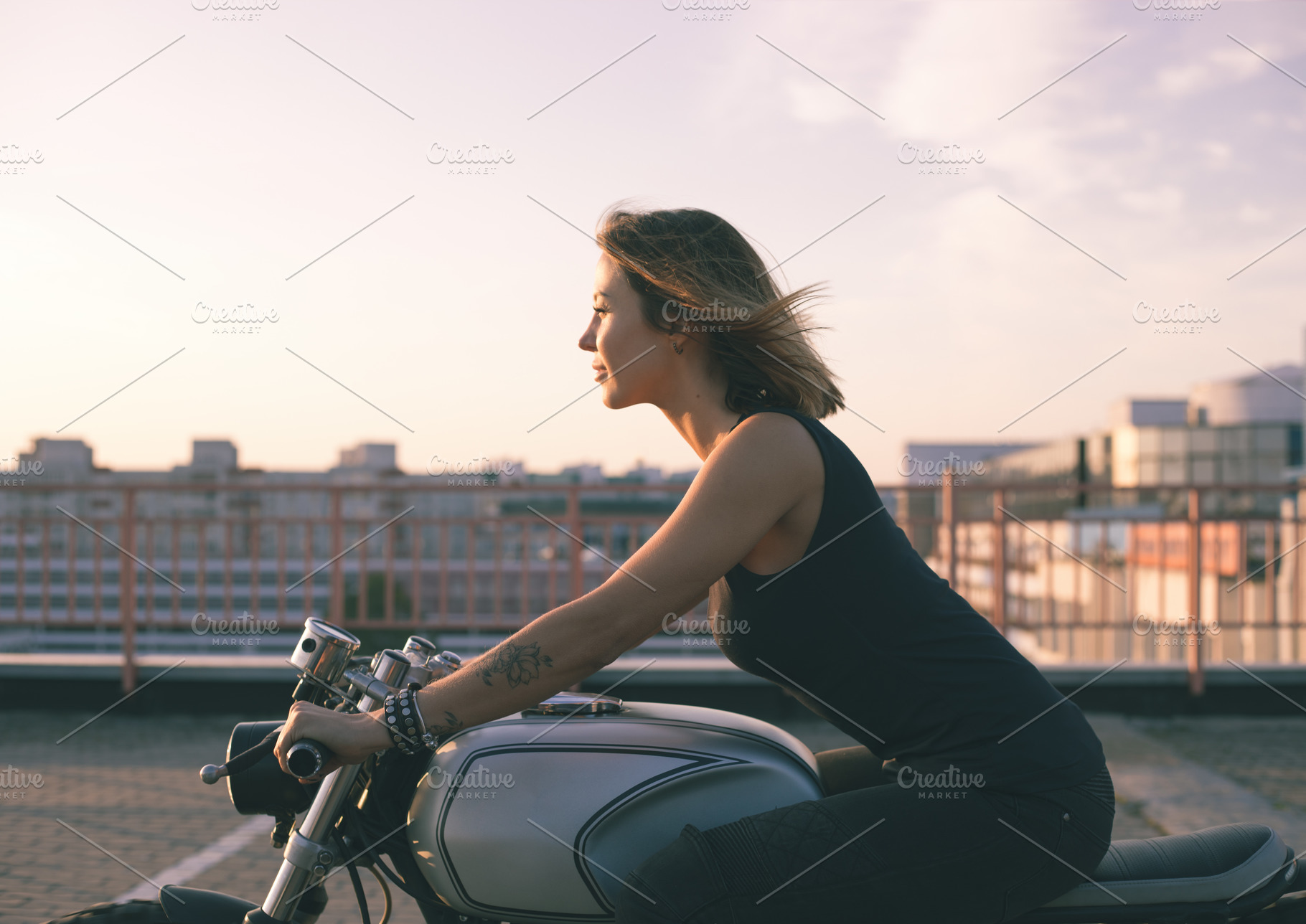 Biker Woman On Motorcycle Containing Girl Motorcycle And Classic