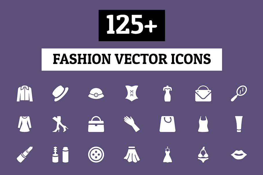 100+ Fashion and Beauty Vector Icons PreDesigned Illustrator