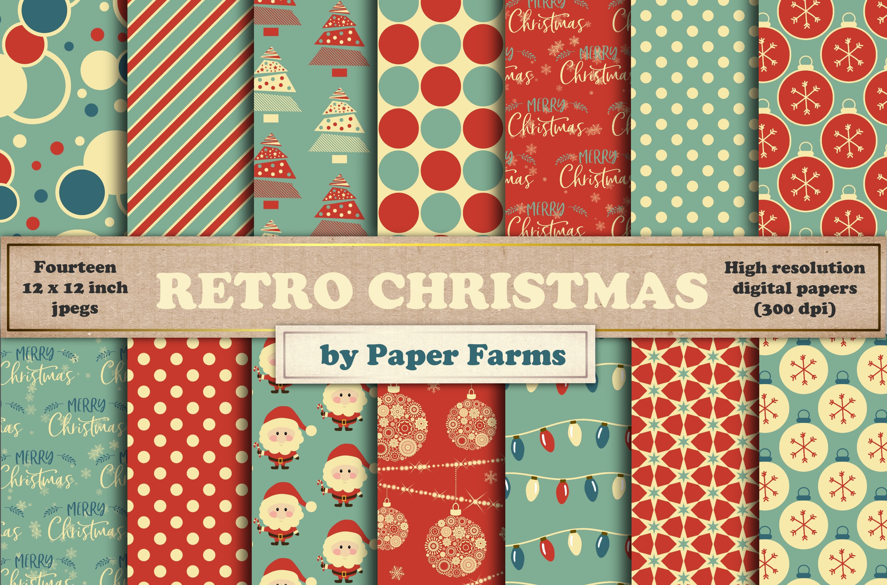 Download Retro Christmas Digital Paper Custom Designed Graphic Patterns Creative Market