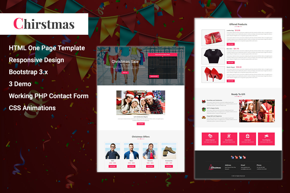 Christmas Html Landing Page Bootstrap Themes Creative Market