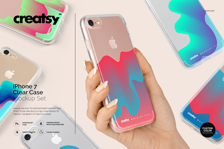 Download iPhone 8+ Clear Case Mockup Set | Creative Photoshop Templates ~ Creative Market