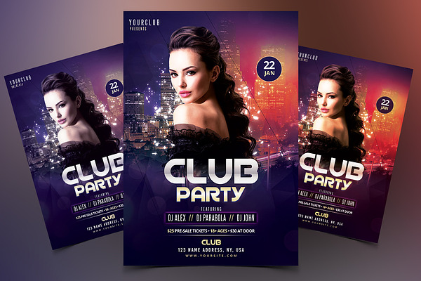 Club Party Dj Psd Flyer Template Creative Photoshop Templates Creative Market