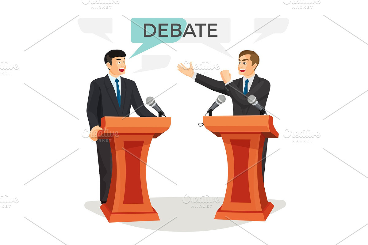 Debate poster with two politicians on vector illustration Pre