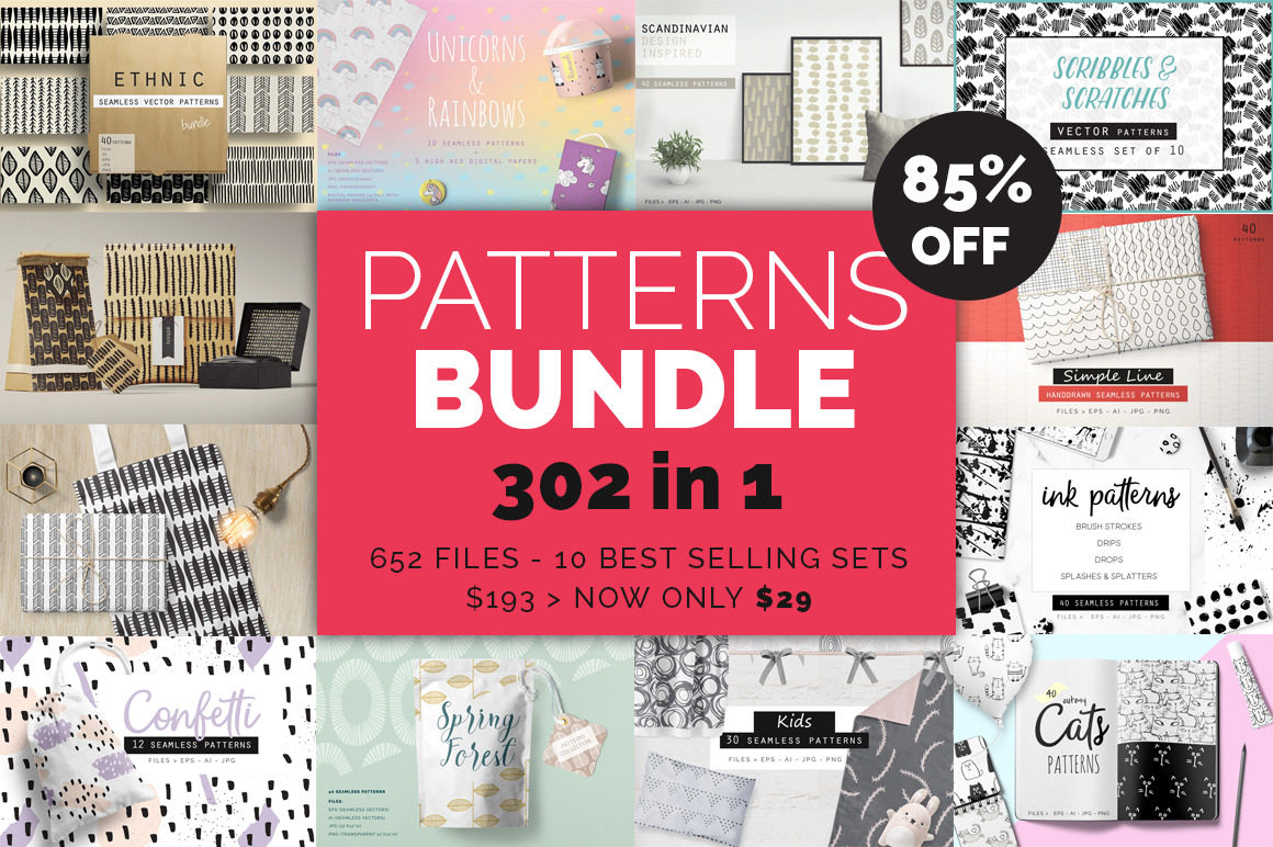 Download Handdrawn Patterns Bundle Pre Designed Illustrator Graphics Creative Market