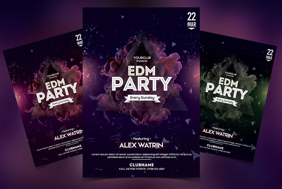 Edm Party Dj Psd Flyer Template Creative Photoshop Templates Creative Market