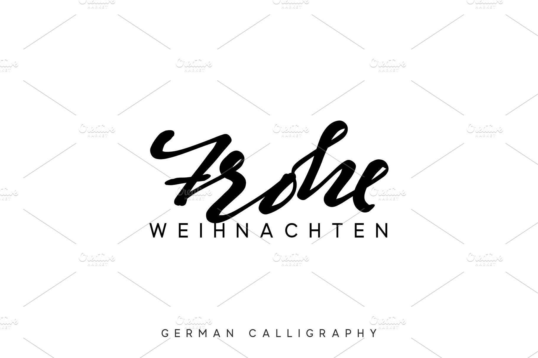 German text Frohe Weihnachten  Merry Christmas hand drawn 