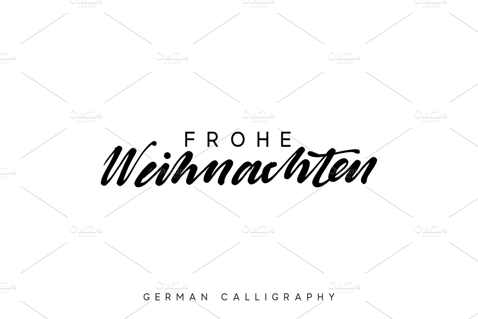 German text Frohe Weihnachten. Merry Christmas hand drawn calligraphy