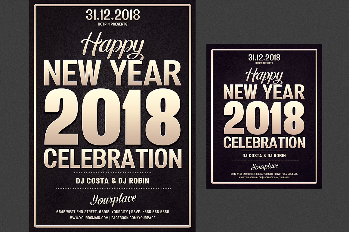 New Year Party Flyer Template Creative Photoshop Templates Creative Market