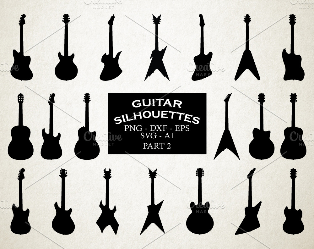 Download Guitar Silhouettes Vector Pack 2 Pre Designed Illustrator Graphics Creative Market