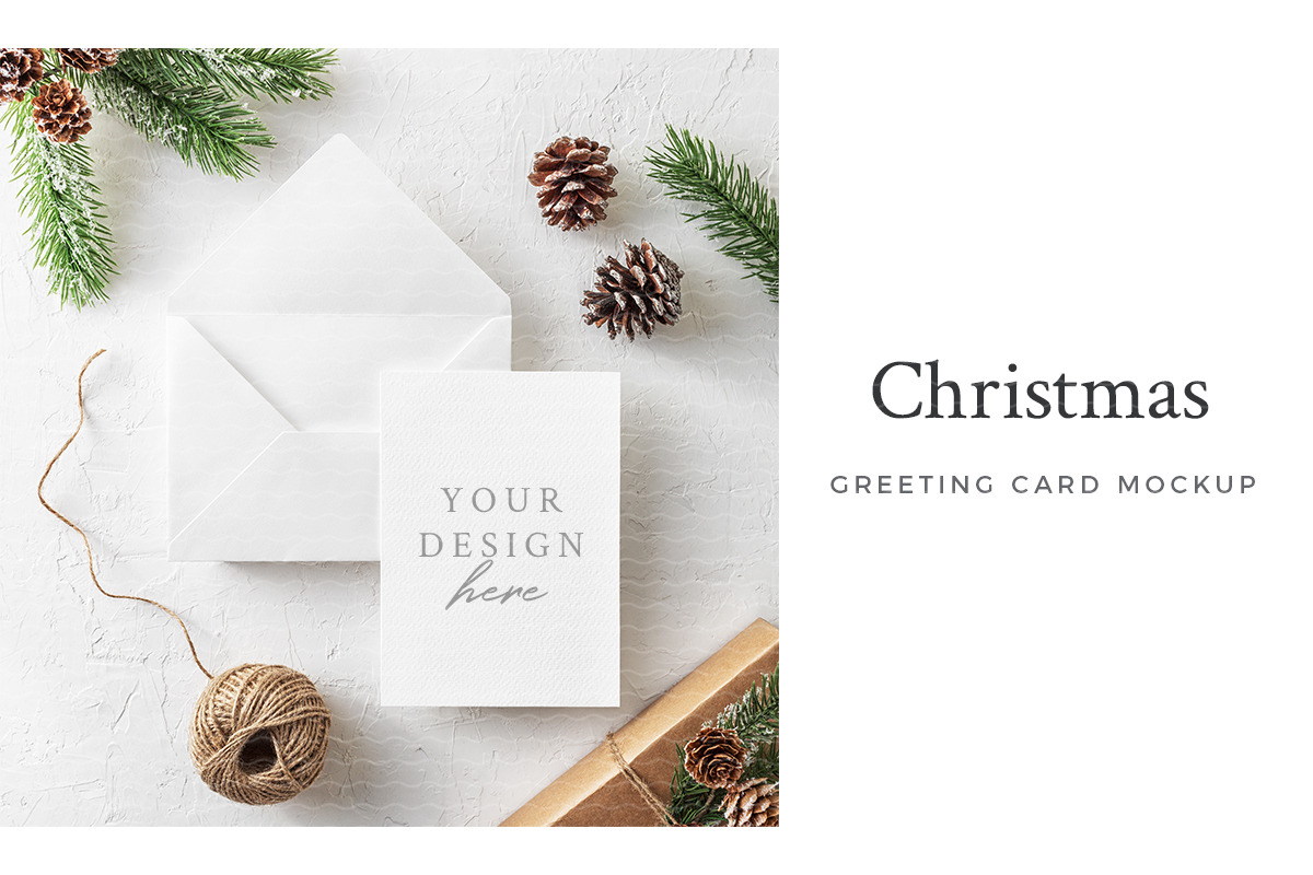 Christmas Greeting Card Mockup | Creative Photoshop Templates ~ Creative Market